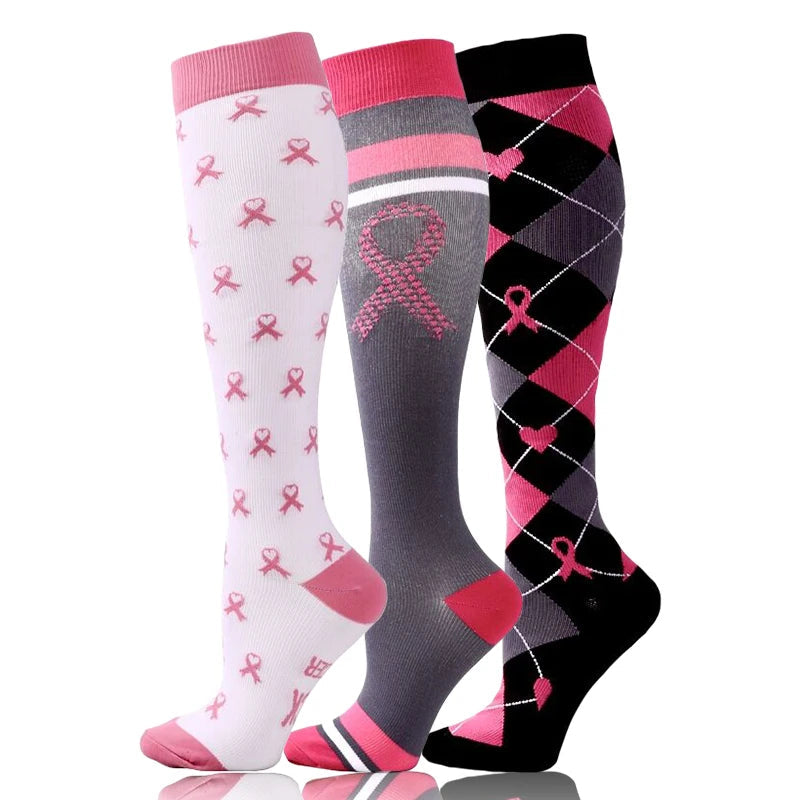 58 Styles 3 Pairs/Pack Compression Socks Knee High 30MmHg Women Men Sports Socks Edema Diabetes Varicose Veins Running Socks Quick Pick Grocers